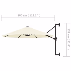 vidaXL Wall-Mounted Garden Parasol with Metal Pole Shade Outdoor Umbrella Sand - Additional view 11