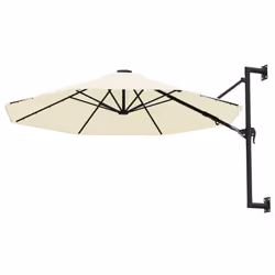 vidaXL Wall-Mounted Garden Parasol with Metal Pole Shade Outdoor Umbrella Sand
