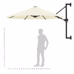 vidaXL Wall-Mounted Garden Parasol with Metal Pole Shade Outdoor Umbrella Sand - Additional view 8