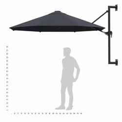 vidaXL Wall-Mounted Garden Parasol with Metal Pole Outdoor Umbrella Anthracite - Additional view 8