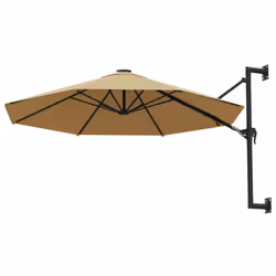 vidaXL Wall-Mounted Garden Parasol with Metal Pole Outdoor Umbrella Taupe
