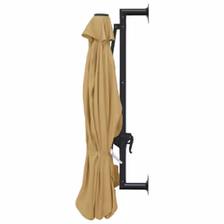 vidaXL Wall-Mounted Garden Parasol with Metal Pole Outdoor Umbrella Taupe - Additional view 4