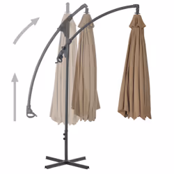 vidaXL Cantilever Garden Parasol with Steel Pole Canopy Outdoor Umbrella Taupe