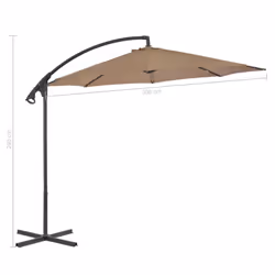 vidaXL Cantilever Garden Parasol with Steel Pole Canopy Outdoor Umbrella Taupe - Additional view 6