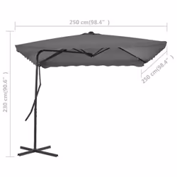 vidaXL Garden Parasol with Steel Pole Sunshade Outdoor Umbrella Anthracite - Additional view 5