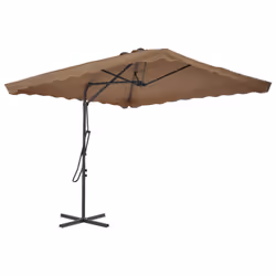 vidaXL Garden Parasol with Steel Pole Sunshade Outdoor Umbrella Canopy Taupe - Additional view 2
