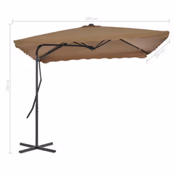 vidaXL Garden Parasol with Steel Pole Sunshade Outdoor Umbrella Canopy Taupe - Additional view 6
