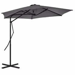 vidaXL Garden Parasol with Steel Pole Sunshade Outdoor Umbrella Anthracite