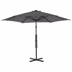 vidaXL Garden Parasol with Steel Pole Sunshade Outdoor Umbrella Anthracite