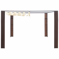 vidaXL Gazebo with Roof Poly Rattan 300x300x200cm Brown and Cream Marquee Tent