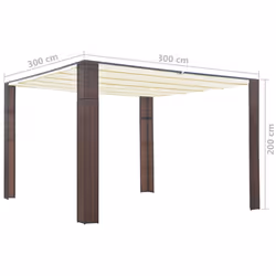 vidaXL Gazebo with Roof Poly Rattan 300x300x200cm Brown and Cream Marquee Tent - Additional view 4