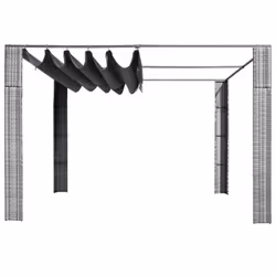 vidaXL Gazebo with Roof Poly Rattan 300x300x200cm Grey and Anthracite Marquee