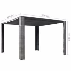 vidaXL Gazebo with Roof Poly Rattan 300x300x200cm Grey and Anthracite Marquee - Additional view 4