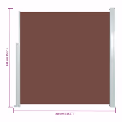 vidaXL Retractable Side Awning 140x300cm Brown Garden Privacy Screen Blind