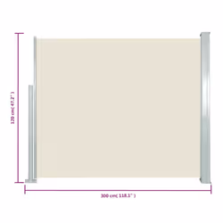 vidaXL Retractable Side Awning 120x300cm Cream Garden Privacy Screen Blind - Additional view 4
