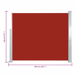 vidaXL Retractable Side Awning Outdoor Privacy Screen Blind Sunshade Shelter - red, 120 x 300 cm - Additional view 6