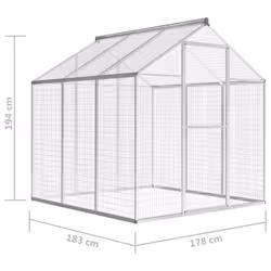 vidaXL Outdoor Aviary Aluminium 183x178x194cm Bird House Habitat Hutch Cage - Additional view 4