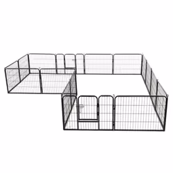 vidaXL Dog Playpen 16 Panels Steel 60x80cm Black Folding Enclosure Run Cage - Additional view 3