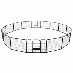 vidaXL Dog Playpen 16 Panels Steel 60x80cm Black Folding Enclosure Run Cage - Additional view 4