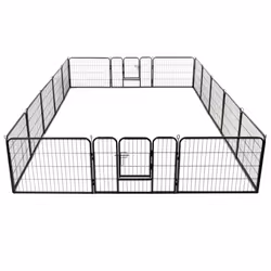 vidaXL Dog Playpen 16 Panels Steel 60x80cm Black Folding Enclosure Run Cage - Additional view 5