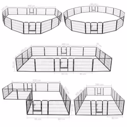 vidaXL Dog Playpen 16 Panels Steel 60x80cm Black Folding Enclosure Run Cage - Additional view 7