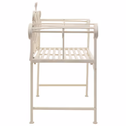 vidaXL Metal Bench with Scroll-patterned Backrest Antique White Garden Seat