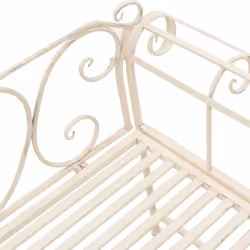 vidaXL Metal Bench with Scroll-patterned Backrest Antique White Garden Seat - Additional view 4