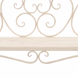 vidaXL Metal Bench with Scroll-patterned Backrest Antique White Garden Seat - Additional view 5