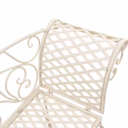 vidaXL Metal Garden Chaise Lounge Antique White Scroll-patterned Patio Bench