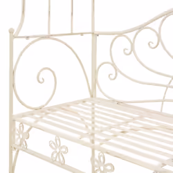 vidaXL Garden Bench 122cm Iron Antique White Outdoor Patio Yard Seat Chair - Additional view 4