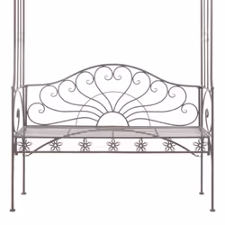 vidaXL Garden Bench 122cm Iron Antique Brown Outdoor Backyard Furniture Seat - Additional view 4