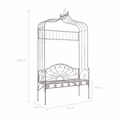 vidaXL Garden Bench 122cm Iron Antique Brown Outdoor Backyard Furniture Seat - Additional view 5