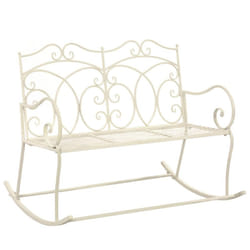 vidaXL Garden Bench 104cm Iron Antique White Outdoor Patio Yard Seat Chair