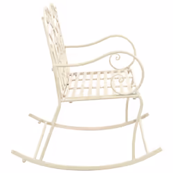 vidaXL Garden Bench 104cm Iron Antique White Outdoor Patio Yard Seat Chair