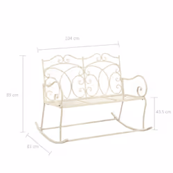 vidaXL Garden Bench 104cm Iron Antique White Outdoor Patio Yard Seat Chair - Additional view 5