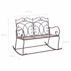 vidaXL Garden Bench 104cm Iron Antique Brown Outdoor Backyard Furniture Seat - Additional view 5