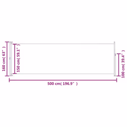 vidaXL Retractable Side Awning 160 x 500 cm Black Blind Screen Sunshade Garden - Additional view 3