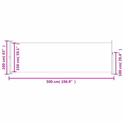 vidaXL Retractable Side Awning 160x500cm Red Garden Privacy Sun Screen Blind - Additional view 6