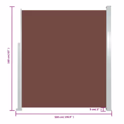 vidaXL Retractable Side Awning 160x500cm Brown Garden Privacy Screen Blind - Additional view 10