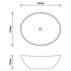 vidaXL Wash Basin 40x33x13.5cm Ceramic Silver Bathroom Washroom Sink Bowl Unit - Additional view 5