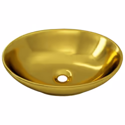 vidaXL Wash Basin Ceramic Gold Above Counter Bathroom Sink Wash Bowl Unit