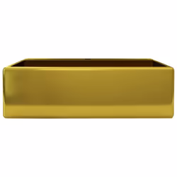 vidaXL Wash Basin with Faucet Hole 38x30x11.5cm Ceramic Gold Sink Wash Bowl