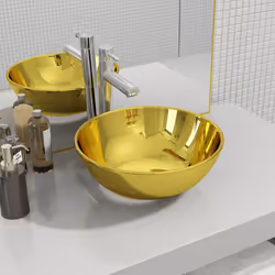vidaXL Wash Basin 28x10cm Ceramic Gold Above Counter Bathroom Sink Wash Bowl