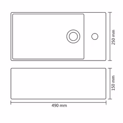 vidaXL Wash Basin with Overflow 49x25x15cm Ceramic Silver Bathroom Sink Bowl - Additional view 5
