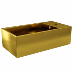 vidaXL Wash Basin with Overflow 49x25x15cm Ceramic Gold Sink Wash Bowl Unit