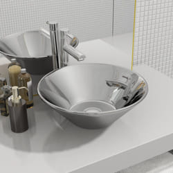 vidaXL Wash Basin 42x14cm Ceramic Silver Bathroom Washroom Sink Bowl Unit