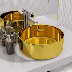 vidaXL Wash Basin 40x15cm Ceramic Gold Above Counter Bathroom Sink Wash Bowl