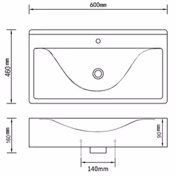 vidaXL Wash Basin with Overflow 60x46x16cm Ceramic Silver Bathroom Sink Bowl - Additional view 4