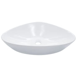 vidaXL Wash Basin Ceramic White Above Counter Bathroom Wash Bowl Sink Unit