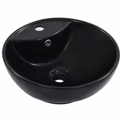 vidaXL Wash Basin with Overflow 46.5x18cm Ceramic Black Wash Bowl Sink Unit